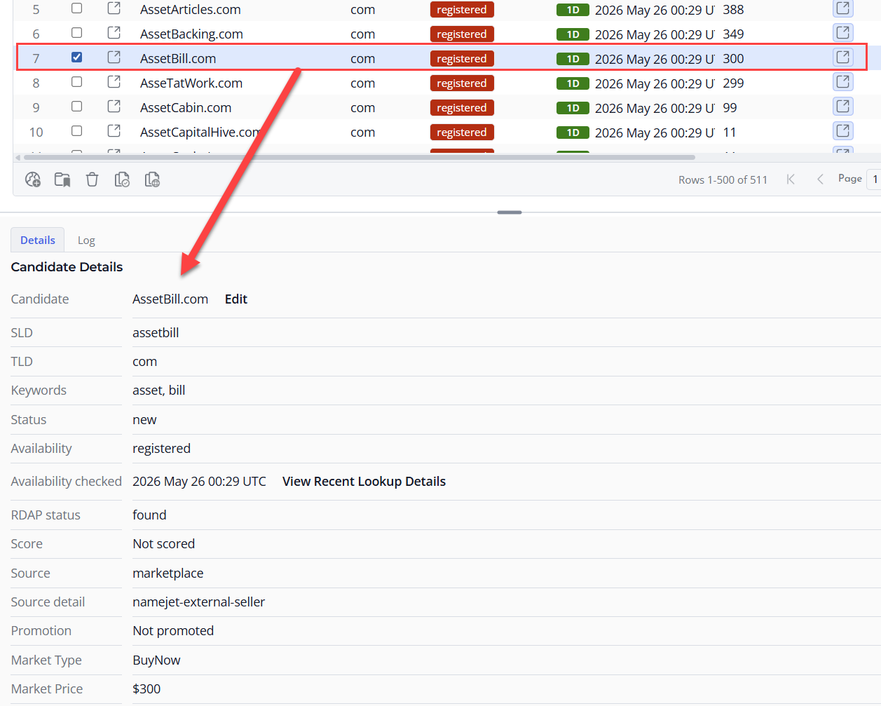 Screenshot of Details