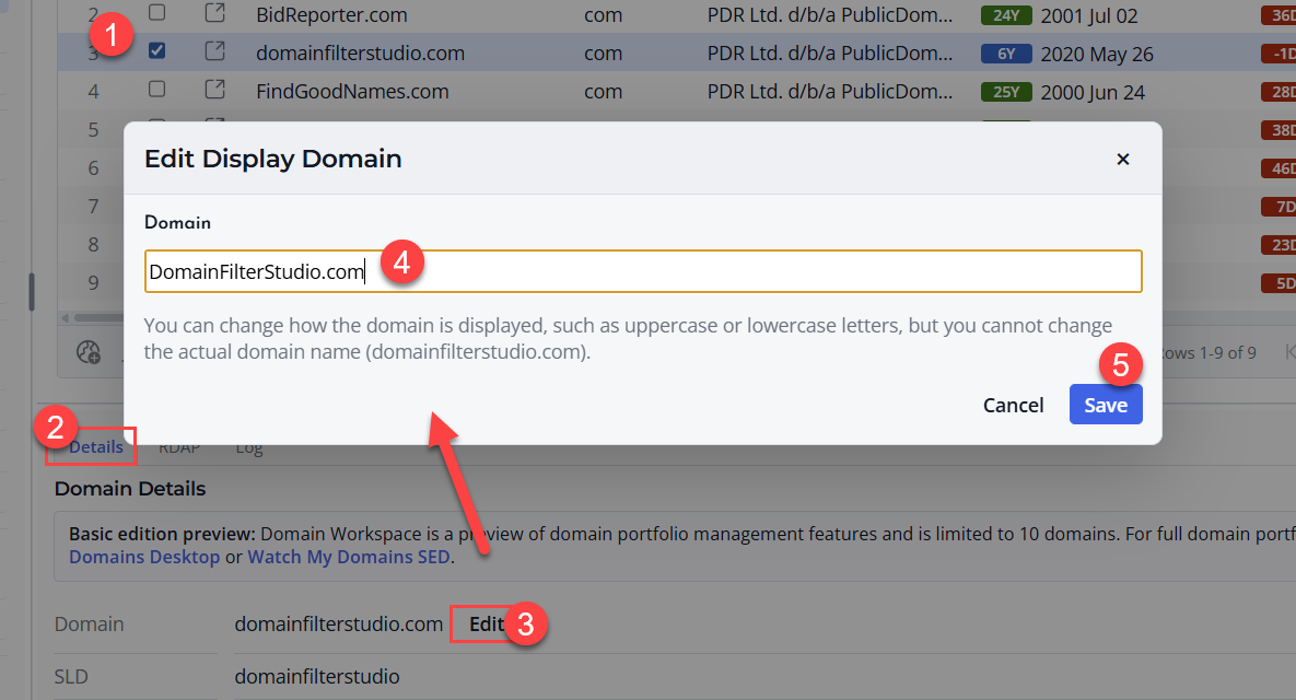 Screenshot of Display Domain