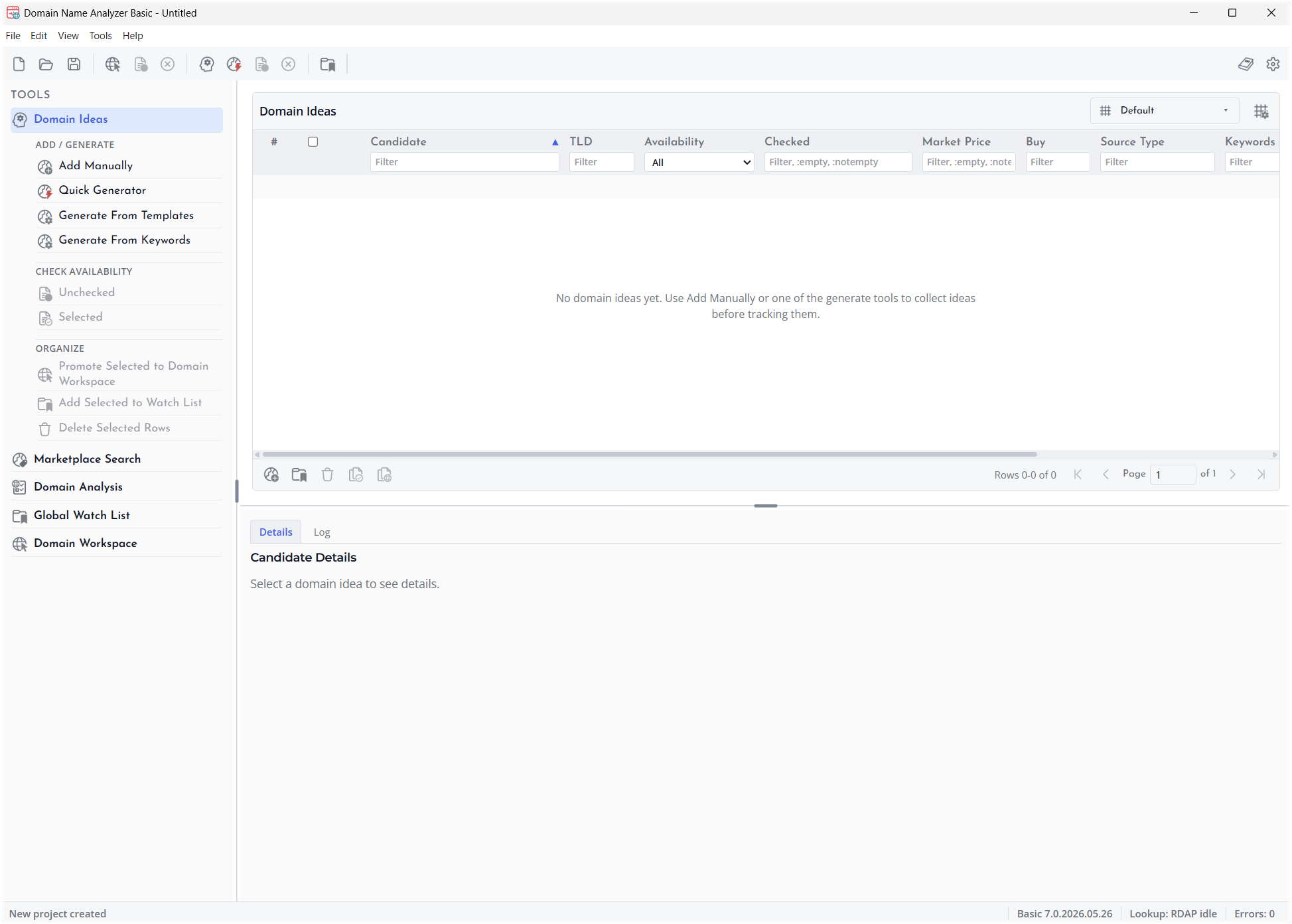 Screenshot of First Launch Window