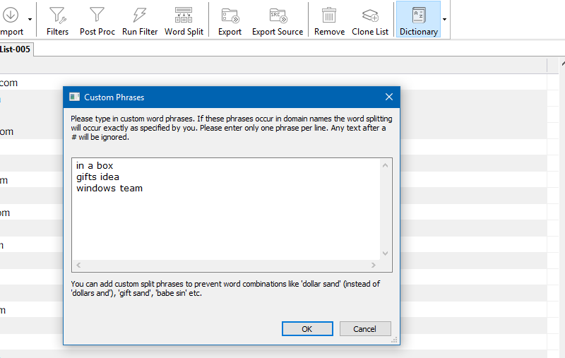 Custom Word Splits