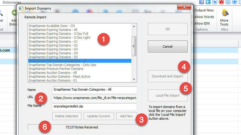 Import Domains from Local or Remote File