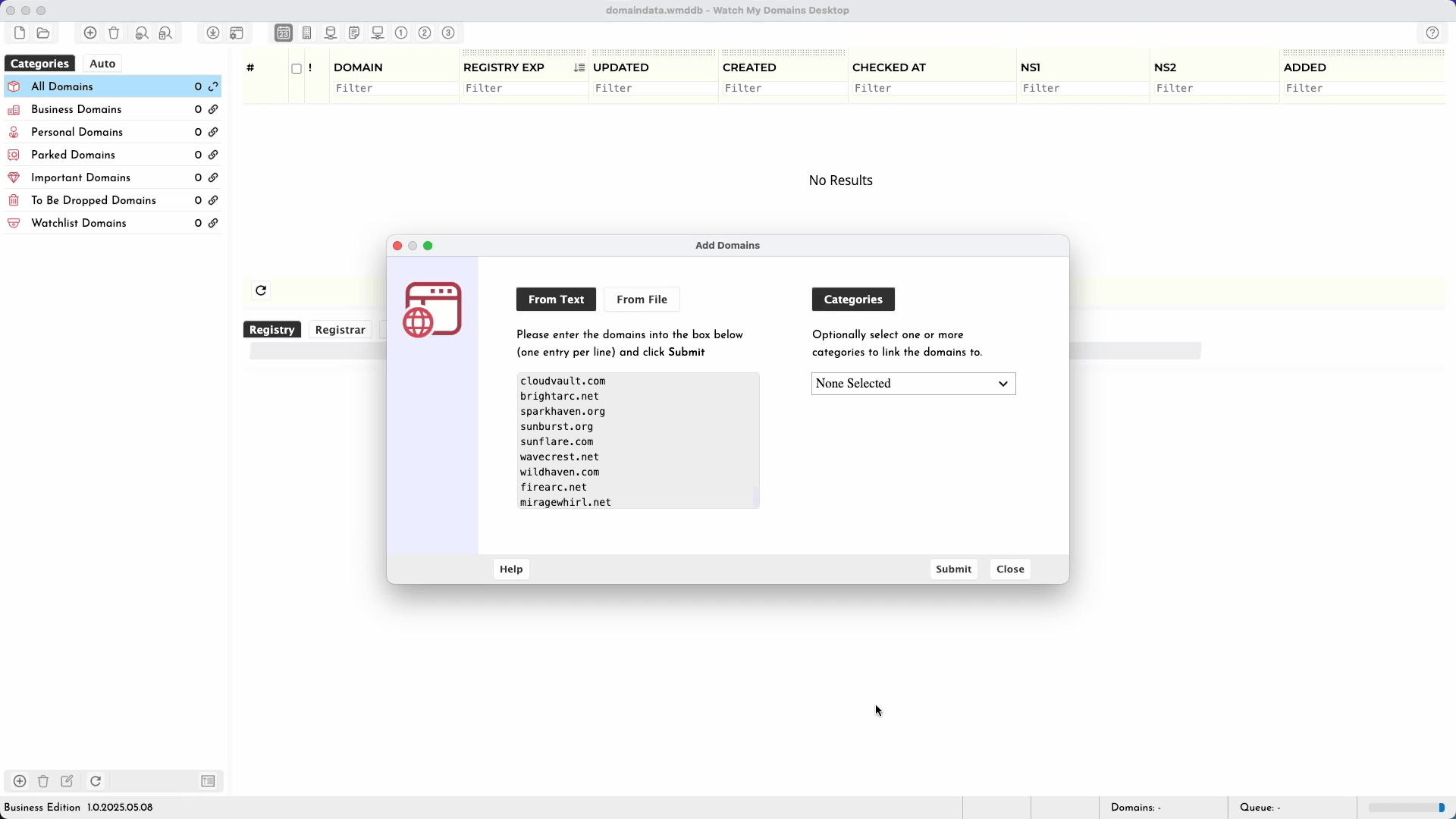 Watch My Domains Desktop on macOS