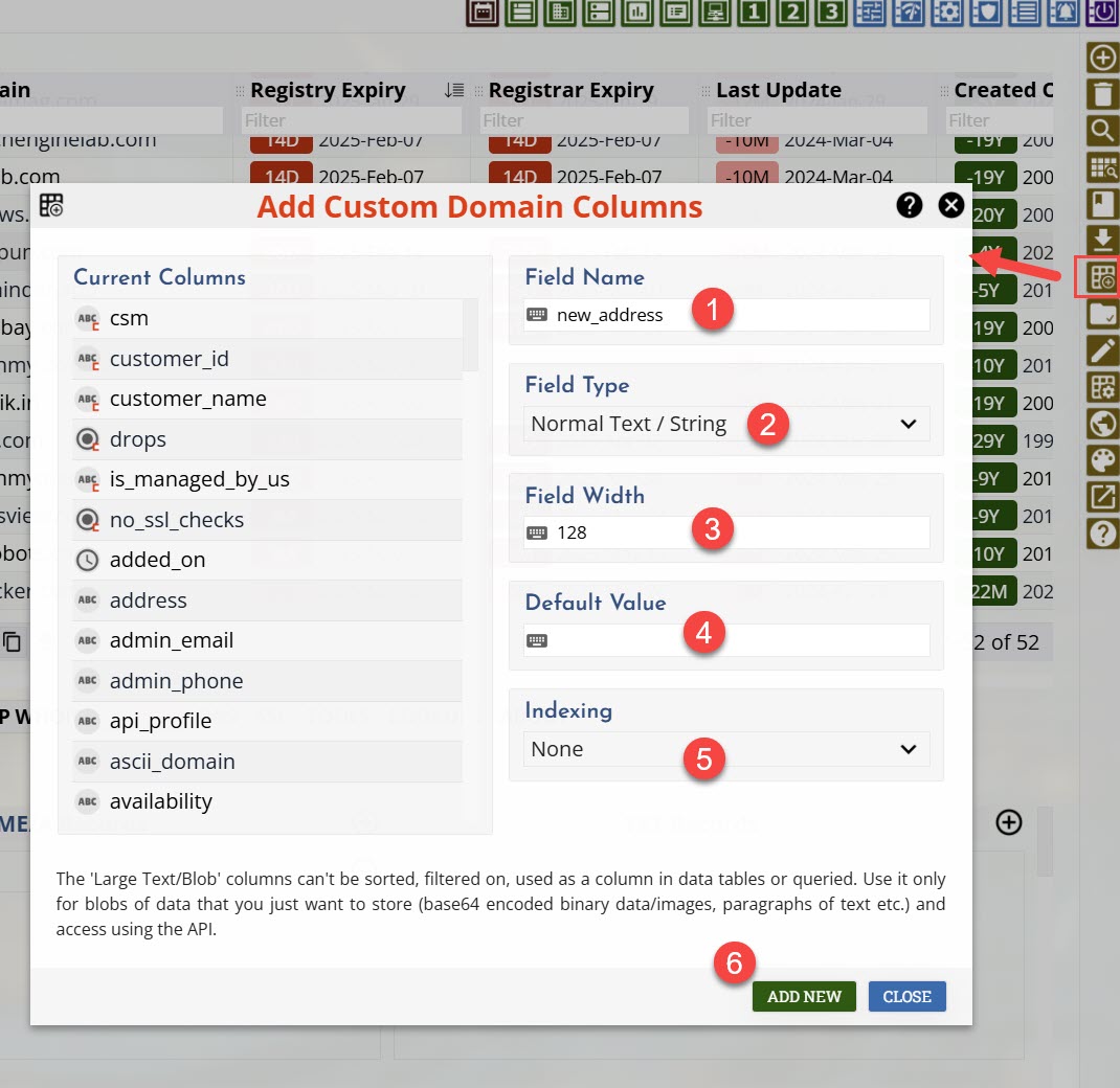 Custom Data Columns