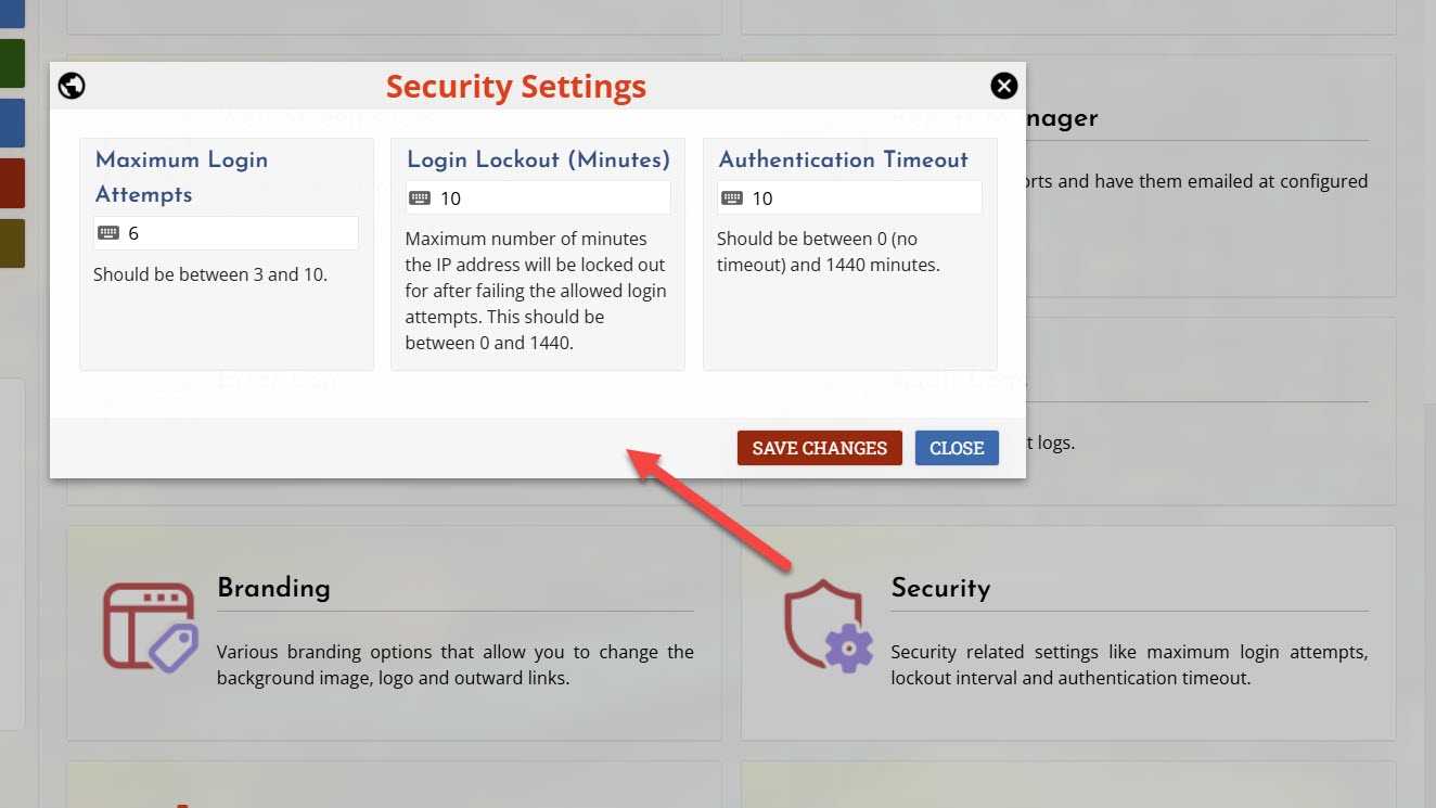 Authentication settings