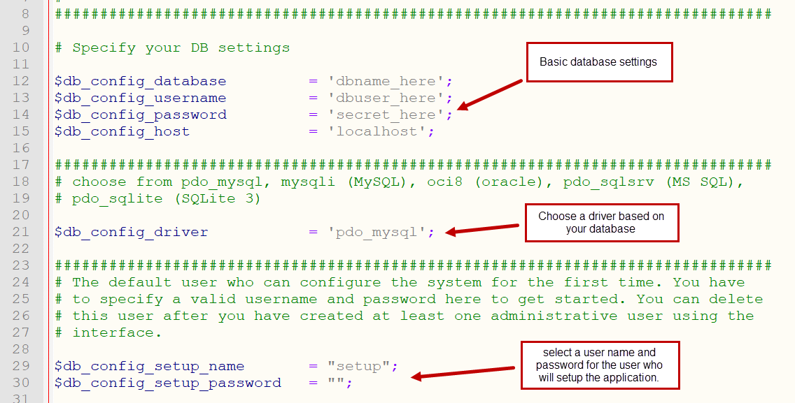 Basic editing of config.php