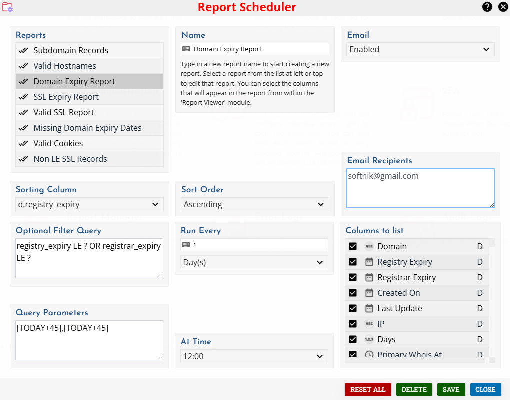 Configure Reports