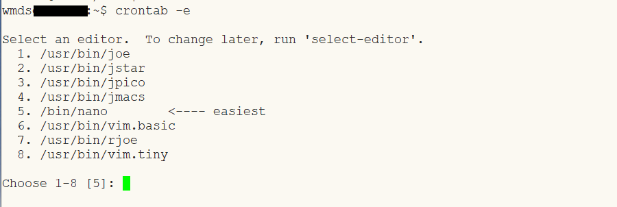 crontab, picking editor