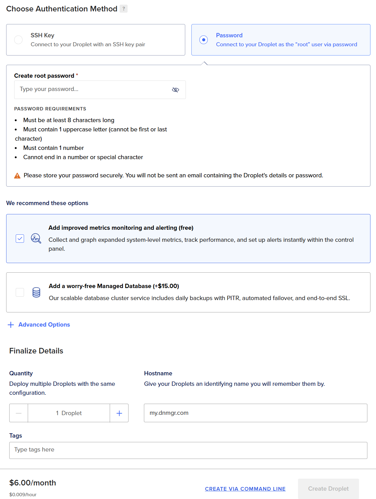 DigitalOcean Droplet Creation