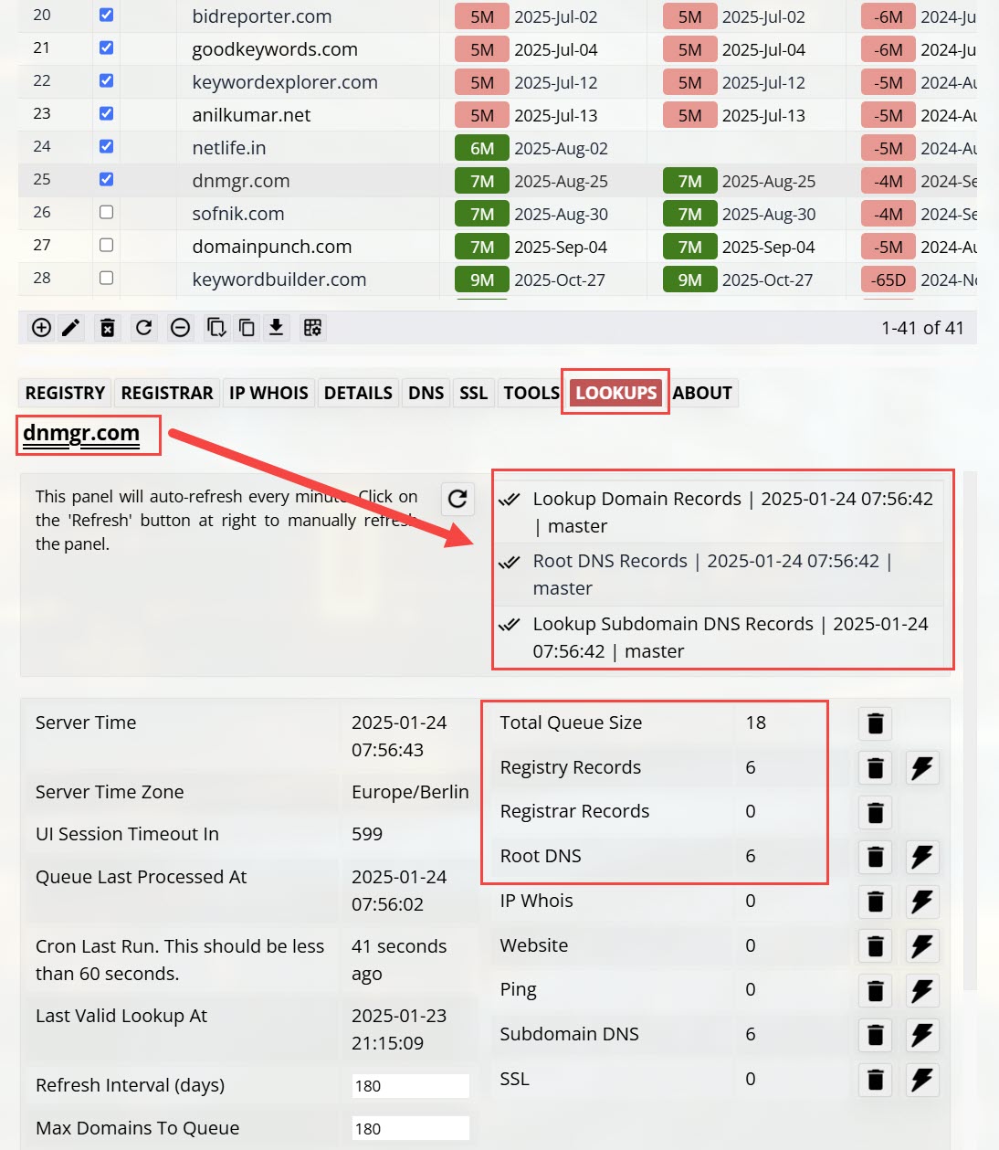 Lookup Queue Status