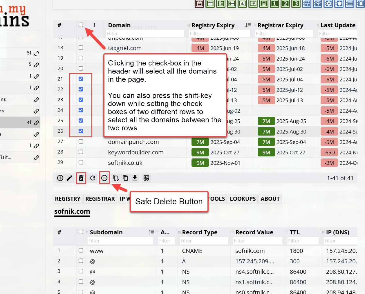 Deleting Domains