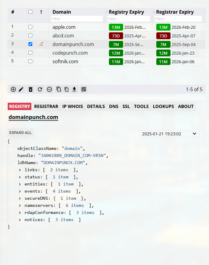 RDAP Sample Output