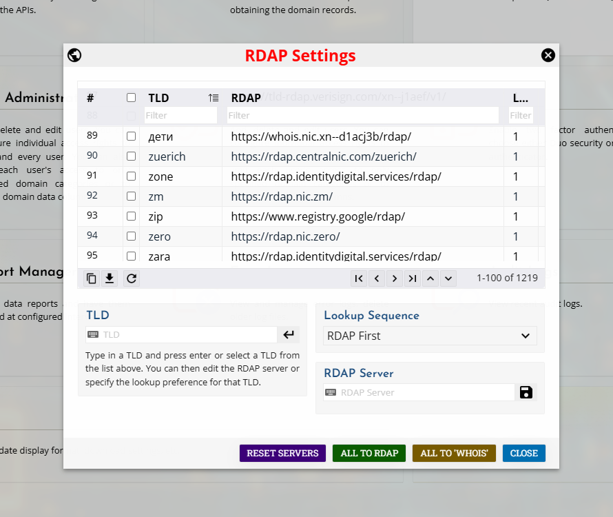 Configuring RDAP / Whois