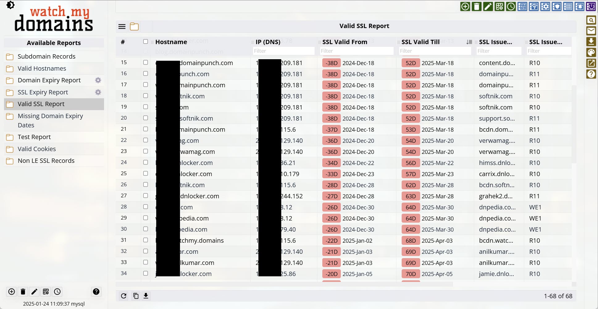 Report viewer in Watch My Domains SED