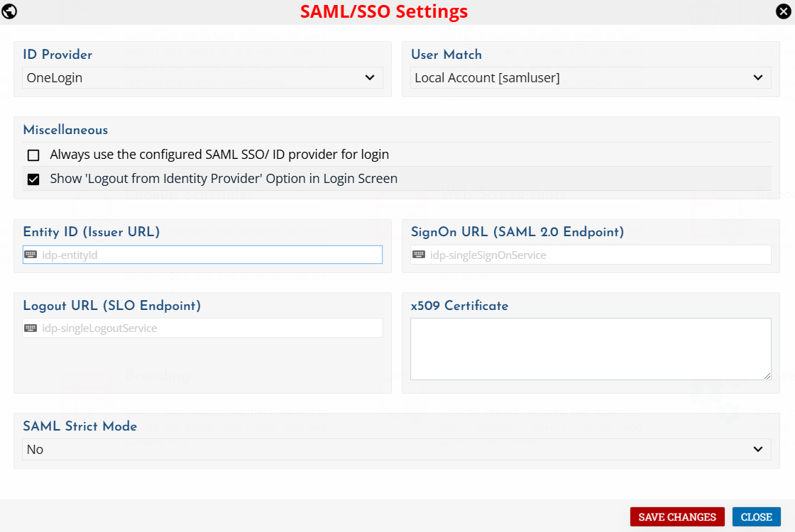 SAML / SSO using OneLogin