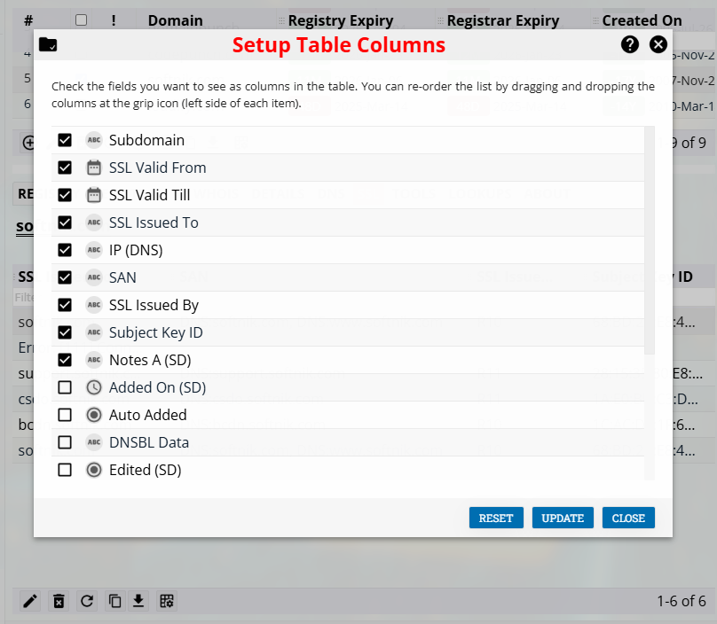 SSL Column Setup