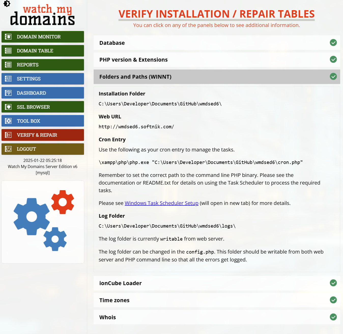 Verify SED Installation